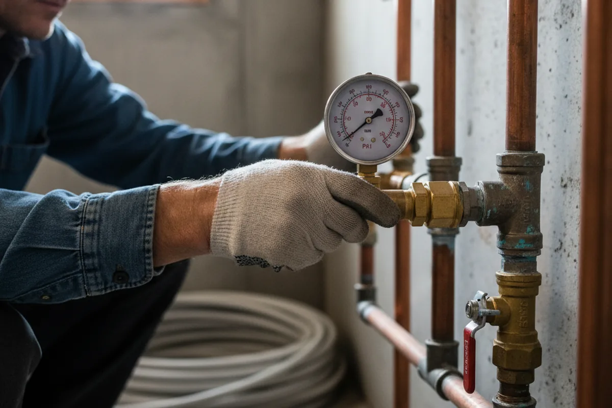 Pressure testing a repaired line during Water Line Repair in West Stockbridge